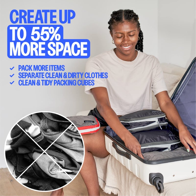 Acteon Compression Packing Cubes - 2 Pack Clean Dirty Separate Zipper - Luggage & Suitcase Organizer Travel Cube, Large Small Laundry Compartment Organizers for Clothes, Shoes Makeup - Image 3